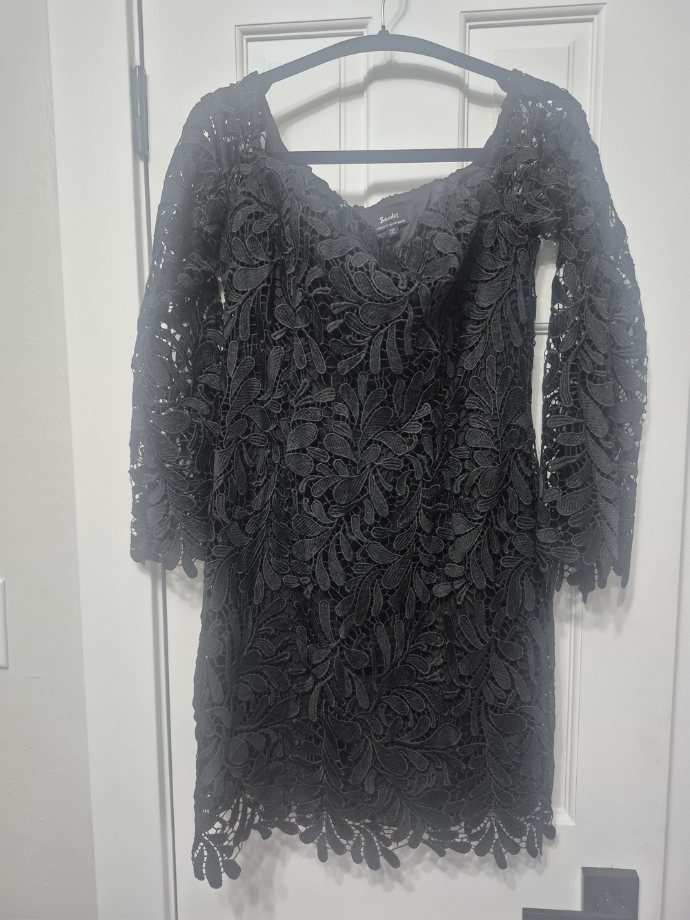 Bardot Black Floral Lace Long Sleeve Dress